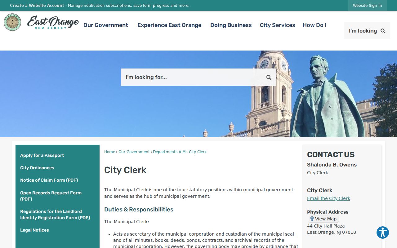 East Orange residents directory city clerk source